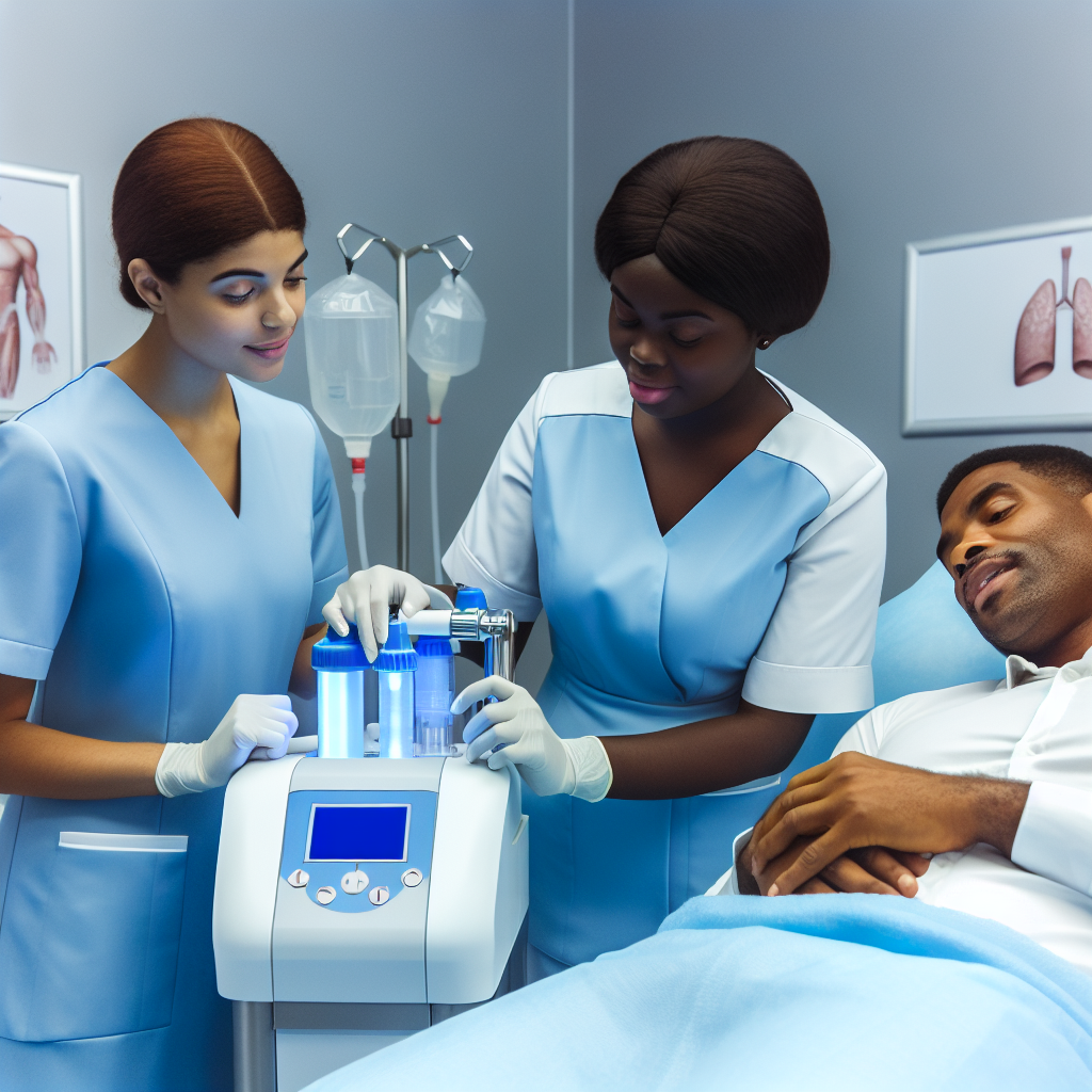 Ozone therapy session with medical professionals assisting.